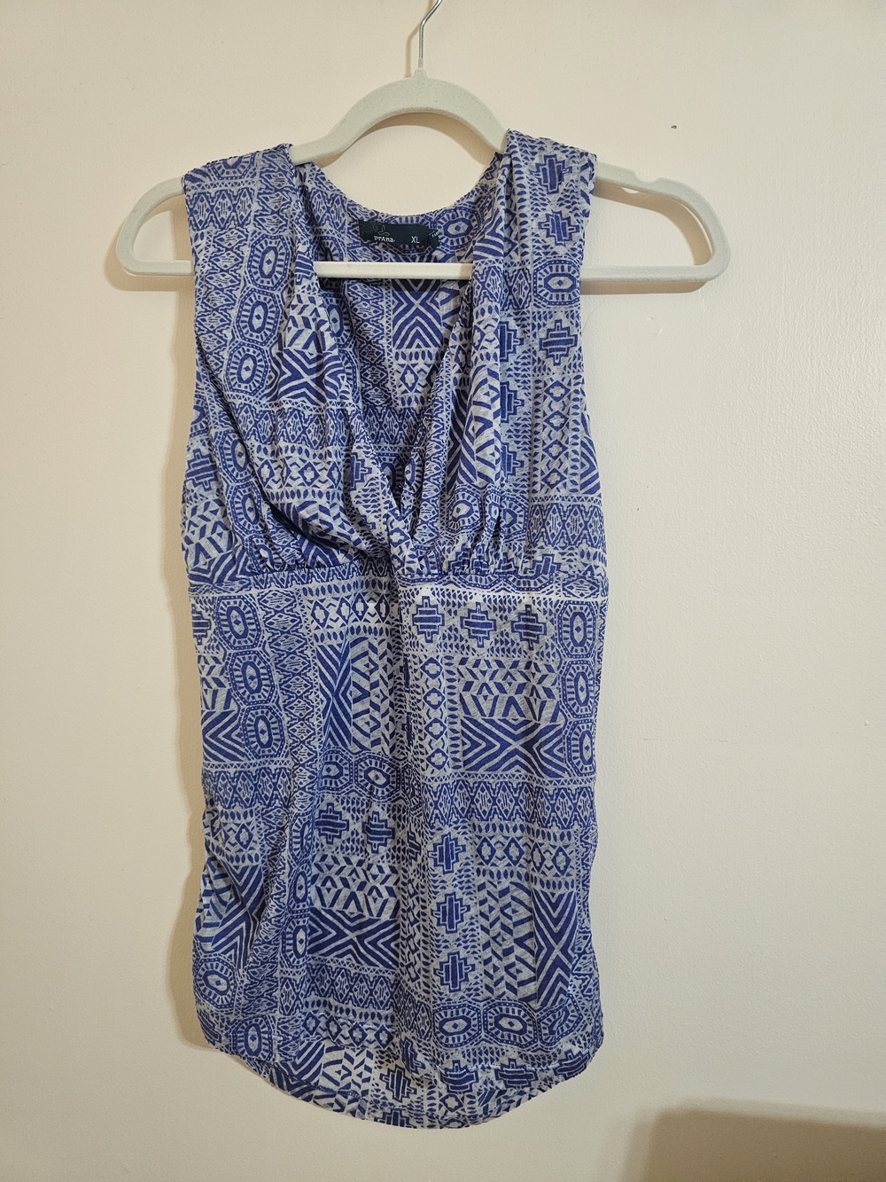 Prana XL Blue Gray Sleeveless Tunic Top Stretch